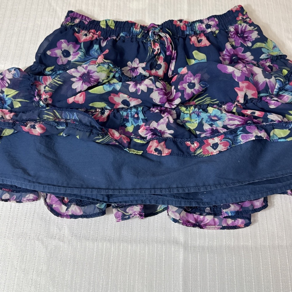 AEROPOSTALE Floral Skirt Medium Blue Summer Casual Women's Flowy‎ Spring - Picture 4 of 7